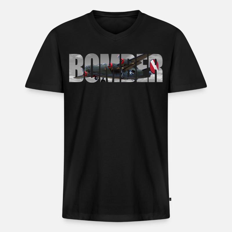 Bomber B-24 Liberator - Männer Premium Bio T-Shirt mit V-Ausschnitt - Schwarz