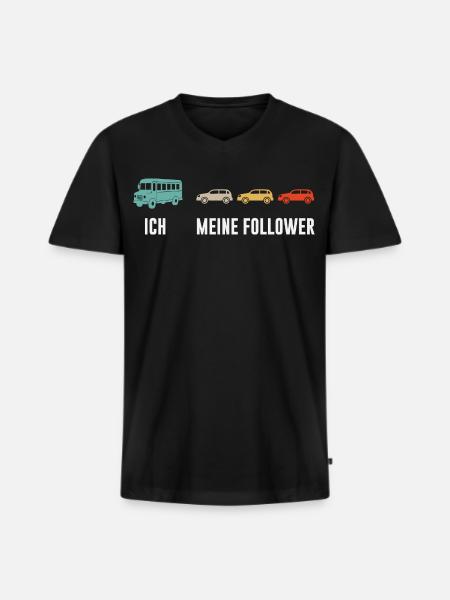 Busfahrer Und Meine Follower - Männer Premium Bio T-Shirt mit V-Ausschnitt - Schwarz
