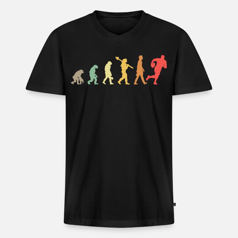 Evolution Rugby Spieler Rugby Entwicklung Retro - Männer Premium Bio T-Shirt mit V-Ausschnitt - Schwarz