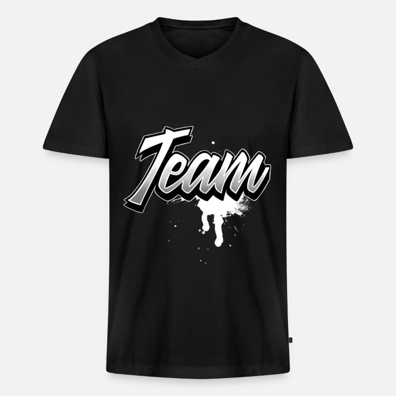 Team - Männer Premium Bio T-Shirt mit V-Ausschnitt - Schwarz