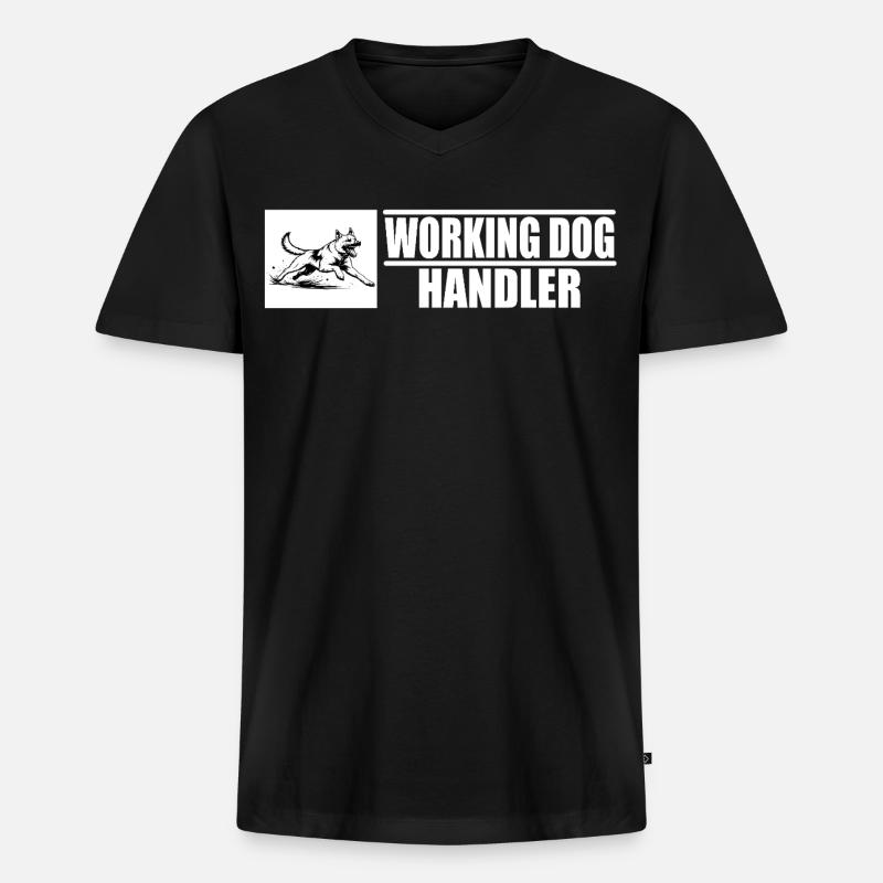 Working Dog Handler Motiv  - Männer Premium Bio T-Shirt mit V-Ausschnitt - Schwarz