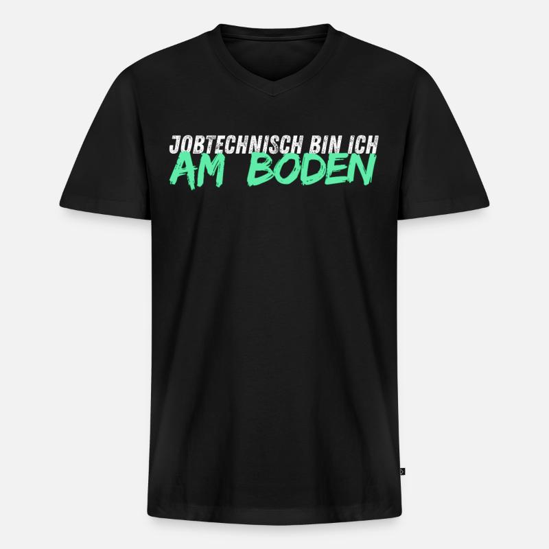 Jobtechnisch bin ich am BODEN // Bodenleger - Männer Premium Bio T-Shirt mit V-Ausschnitt - Schwarz