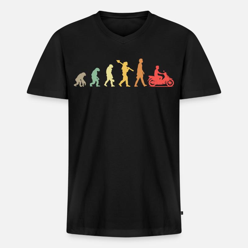 Evolution Moped Mofafahrer - Männer Premium Bio T-Shirt mit V-Ausschnitt - Schwarz