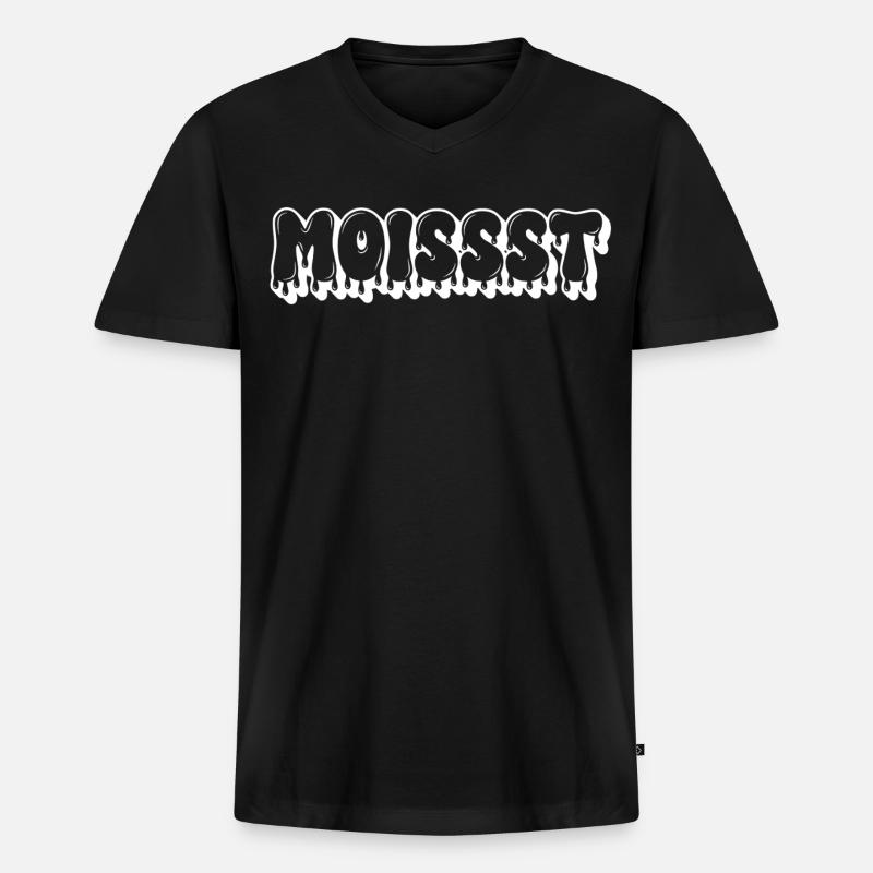 Feuchter tropfender Text - Männer Premium Bio T-Shirt mit V-Ausschnitt - Schwarz