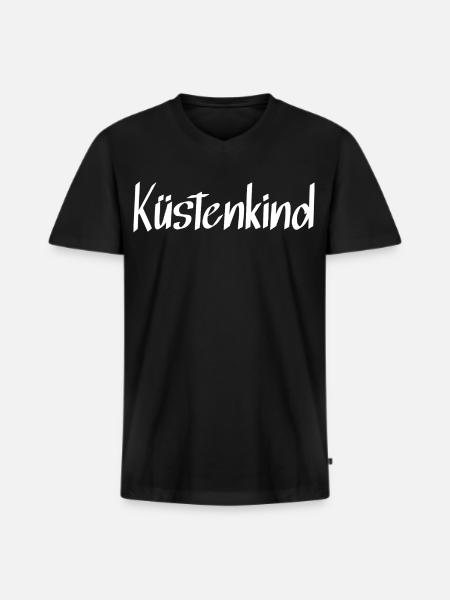 Küstenkind - Männer Premium Bio T-Shirt mit V-Ausschnitt - Schwarz