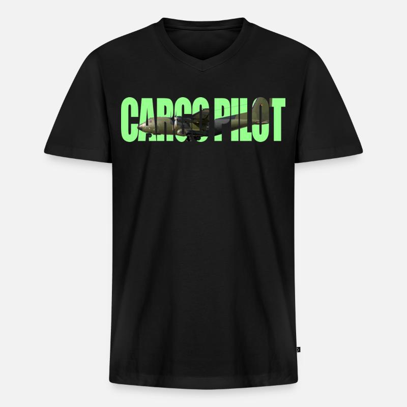 Cargo pilot C-160 - Männer Premium Bio T-Shirt mit V-Ausschnitt - Schwarz