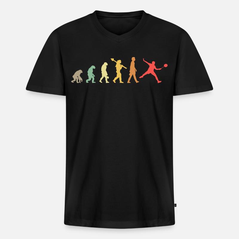 Badminton Evolution - Männer Premium Bio T-Shirt mit V-Ausschnitt - Schwarz