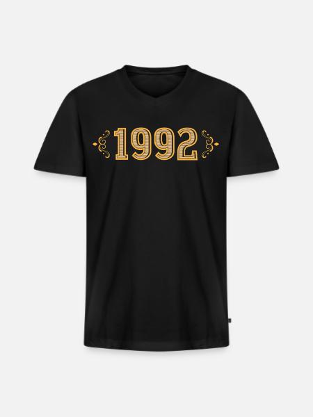Legend since 1992 retro 1992 - Men's Premium Organic T-shirt with V-neck - black