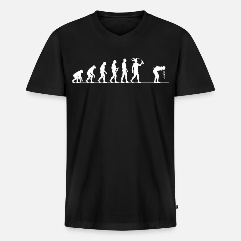 Karneval Evolution – Vom Affen zum Narren - Männer Premium Bio T-Shirt mit V-Ausschnitt - Schwarz