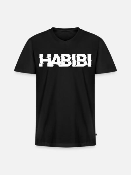 Habibi lettering - Men's Premium Organic T-shirt with V-neck - black
