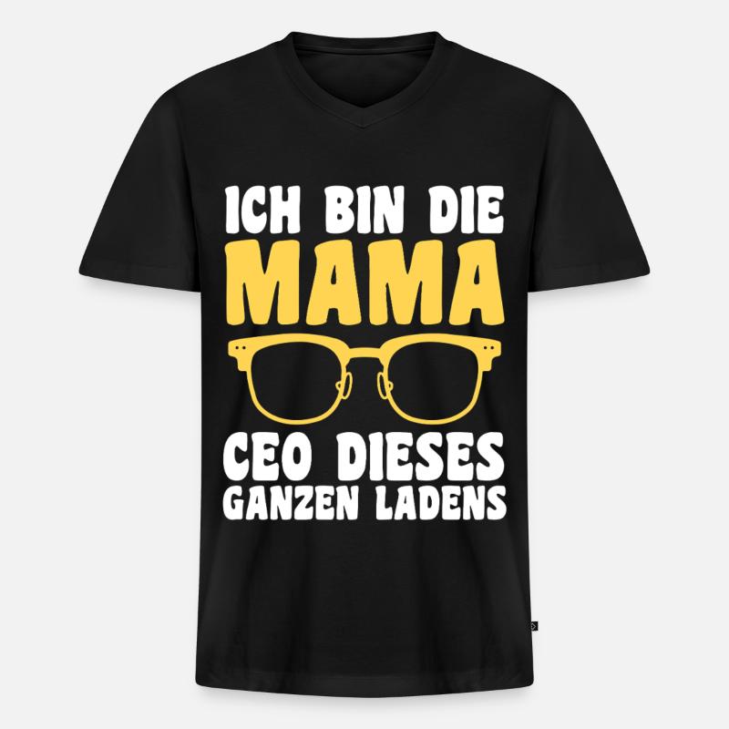Mutter Team Mama - Männer Premium Bio T-Shirt mit V-Ausschnitt - Schwarz