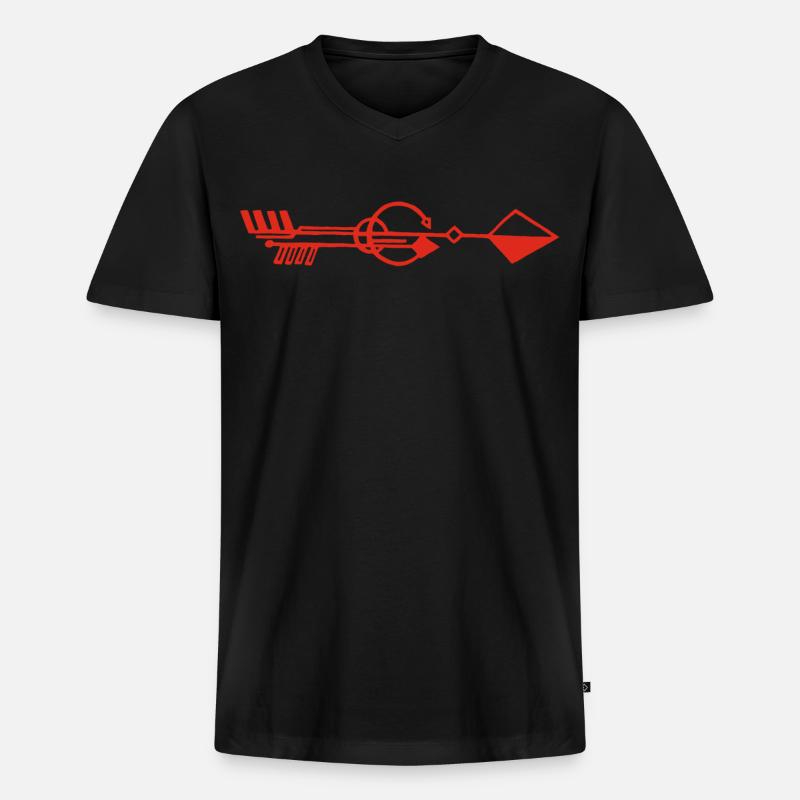 Seltsamer roter Pfeil - Männer Premium Bio T-Shirt mit V-Ausschnitt - Schwarz