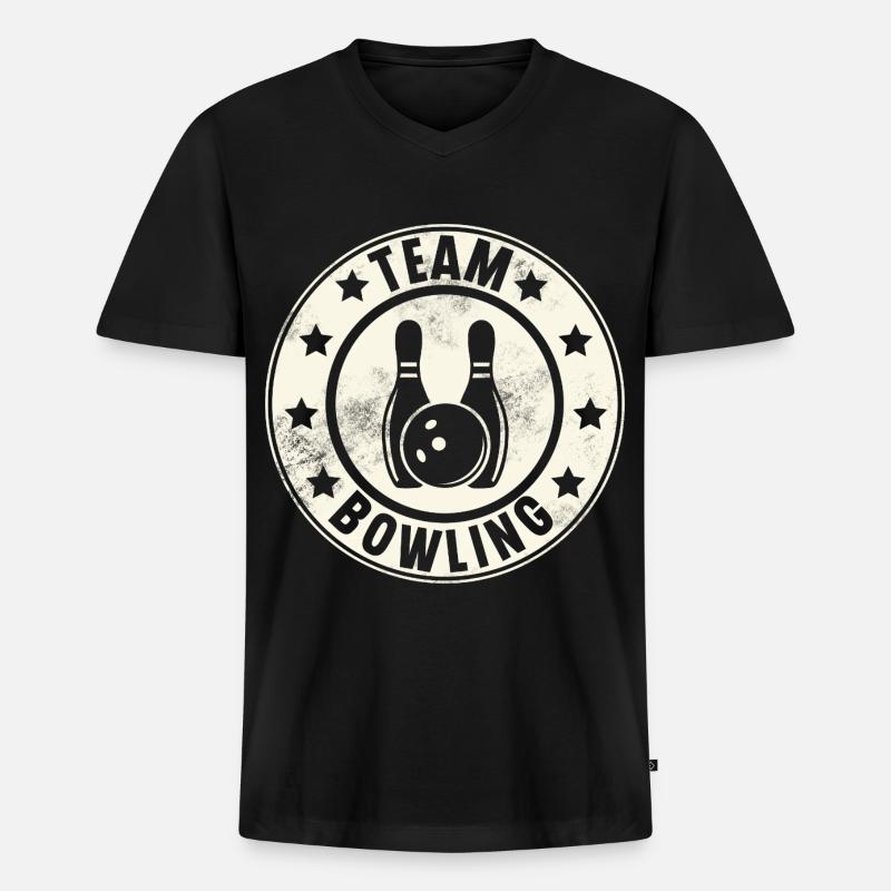 Bowling Team - Männer Premium Bio T-Shirt mit V-Ausschnitt - Schwarz
