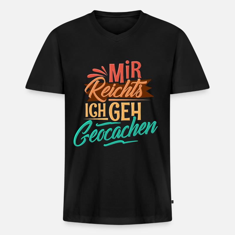 Geocaching - Männer Premium Bio T-Shirt mit V-Ausschnitt - Schwarz
