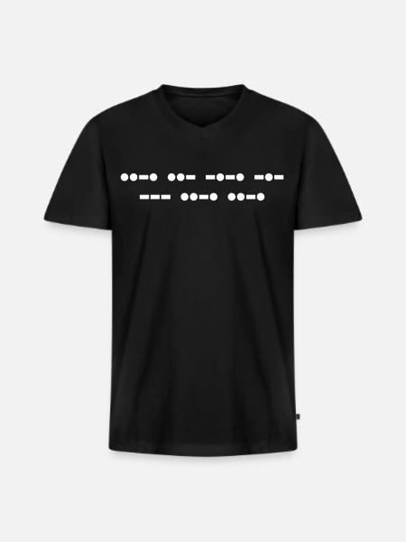 Dégage en code Morse - T-shirt encolure en V Premium bio Homme - noir