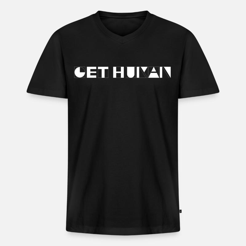 Get Human - Männer Premium Bio T-Shirt mit V-Ausschnitt - Schwarz