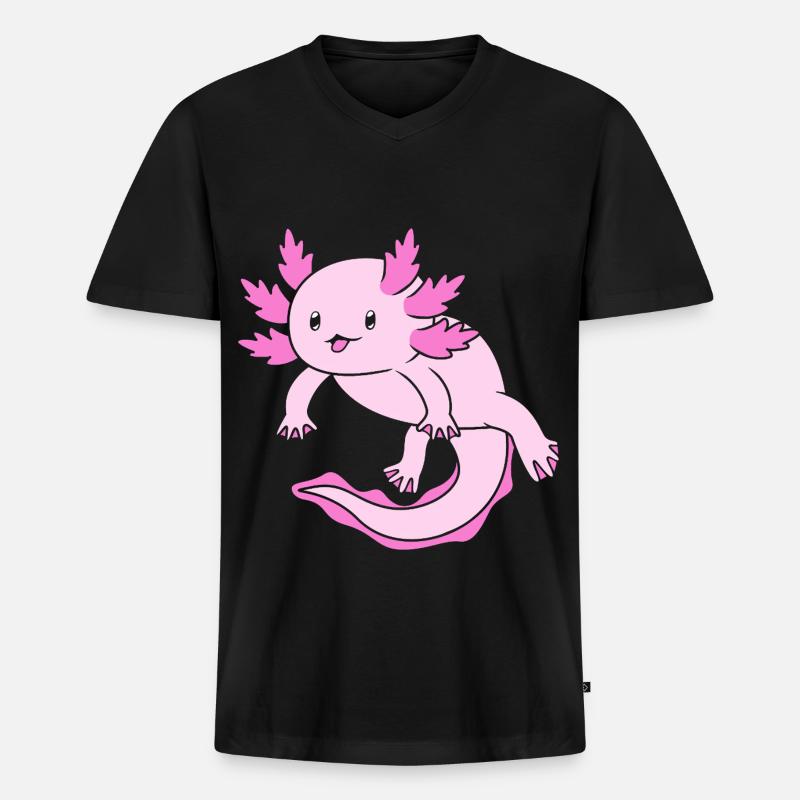 Axolotl - Männer Premium Bio T-Shirt mit V-Ausschnitt - Schwarz