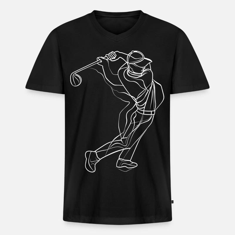 Golfer Skizze - Männer Premium Bio T-Shirt mit V-Ausschnitt - Schwarz
