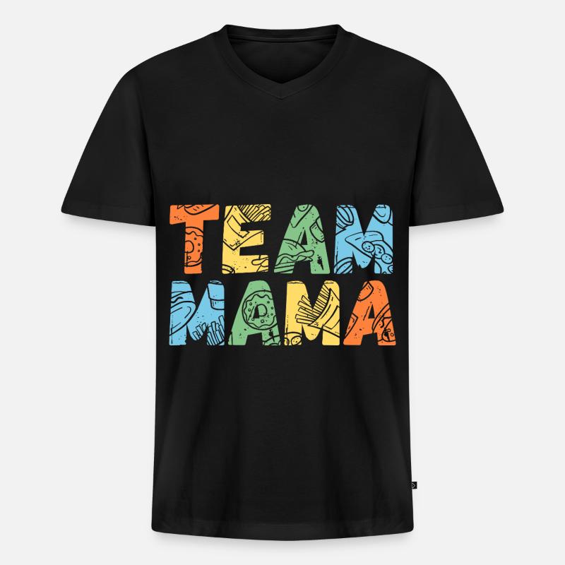 Mutter Team Mama - Männer Premium Bio T-Shirt mit V-Ausschnitt - Schwarz
