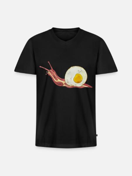 Baconschnecke Bacon and egg Spiegelei - Männer Premium Bio T-Shirt mit V-Ausschnitt - Schwarz