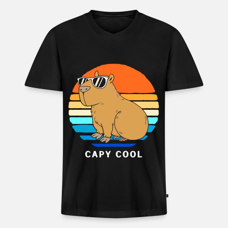 Capybara Capibara - Männer Premium Bio T-Shirt mit V-Ausschnitt - Schwarz