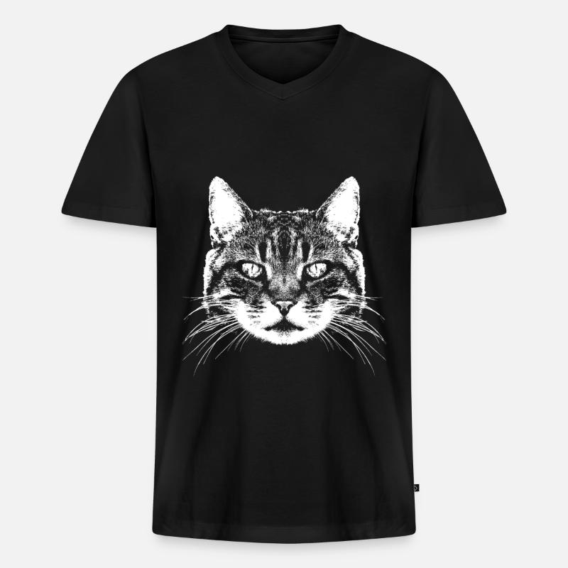 Katze / Cat / Main coon - Männer Premium Bio T-Shirt mit V-Ausschnitt - Schwarz