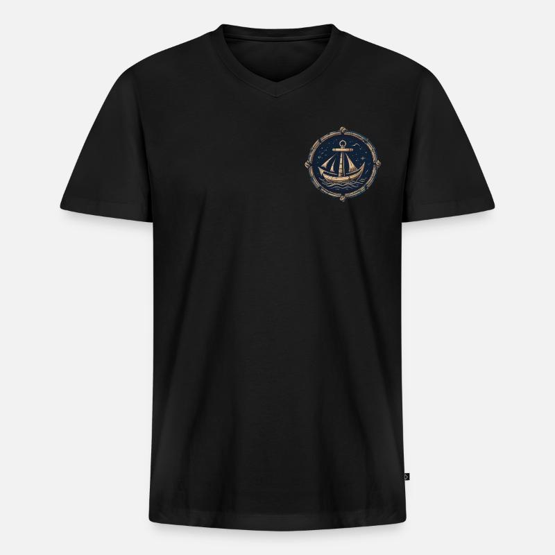 Ankerboot - Männer Premium Bio T-Shirt mit V-Ausschnitt - Schwarz