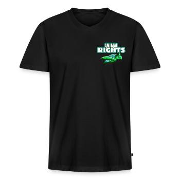 DROITS DES ANIMAUX - T-shirt encolure en V Premium bio Homme - noir - Devant - Nico (187cm)