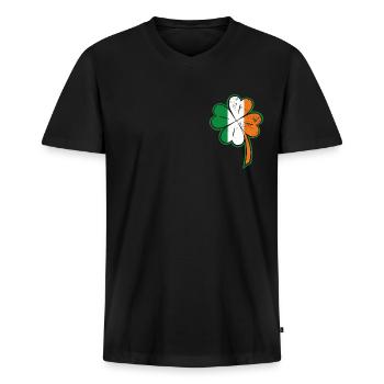 Trèfle Irlande Irlandais - T-shirt encolure en V Premium bio Homme - noir - Devant - Nico (187cm)