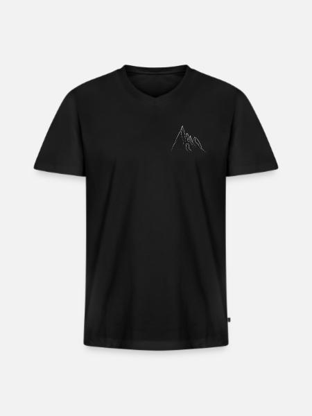 Wander T-shirt mit Berg - Männer Premium Bio T-Shirt mit V-Ausschnitt - Schwarz