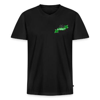 Erzgebirge Logo mit Hammer und Schlägel, Arzgebirg - Männer Premium Bio T-Shirt mit V-Ausschnitt - Schwarz - Vorne - Nico (187cm)