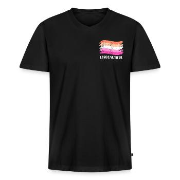 Lesbeautiful Lesbisch LGBT Pride Lesbisch - Männer Premium Bio T-Shirt mit V-Ausschnitt - Schwarz - Vorne - Nico (187cm)