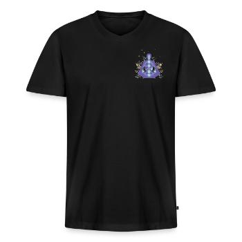 Human Design "Chart" him - Männer Premium Bio T-Shirt mit V-Ausschnitt - Schwarz - Vorne - Nico (187cm)