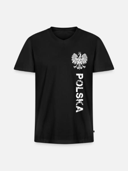 Polska - T-shirt encolure en V Premium bio Homme - noir