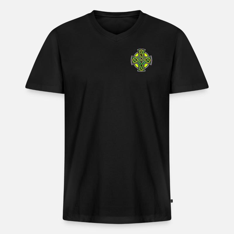 Keltisches Kreuz - Männer Premium Bio T-Shirt mit V-Ausschnitt - Schwarz