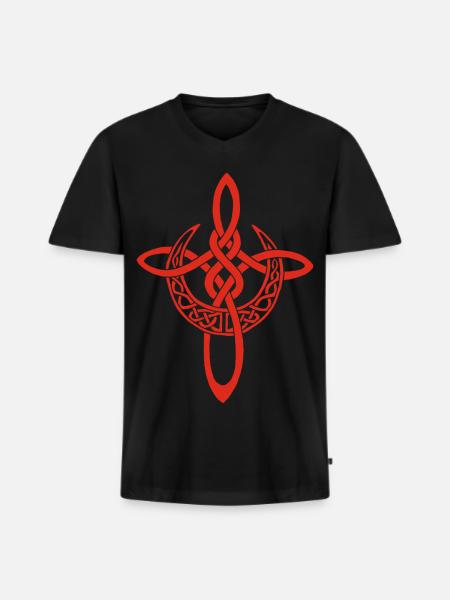 Red Lunar Cross - Men's Premium Organic T-shirt with V-neck - black