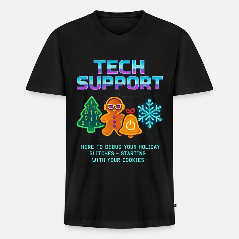 Lustiger Technischer Support Debug Weihnachten - Männer Premium Bio T-Shirt mit V-Ausschnitt - Schwarz