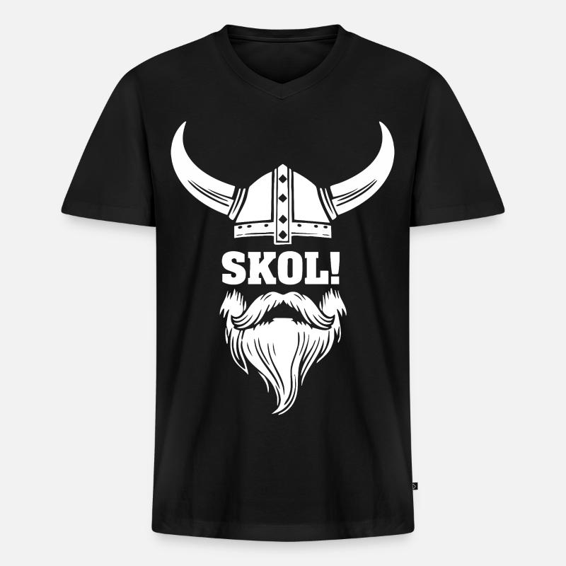 Wikinger-Skol Hornhelm-Bart-Maskottchen - Männer Premium Bio T-Shirt mit V-Ausschnitt - Schwarz