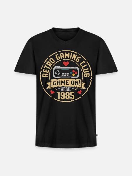April 1985 Anniversary April 1985 Retro - Men's Premium Organic T-shirt with V-neck - black