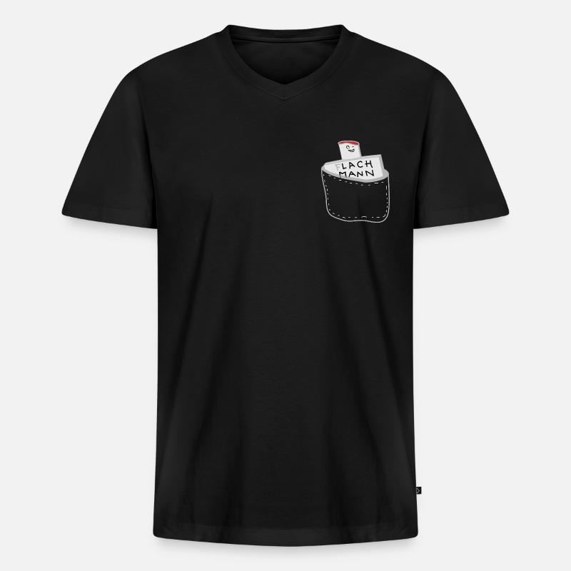 Junggeselle Lach Mann (b) - Männer Premium Bio T-Shirt mit V-Ausschnitt - Schwarz