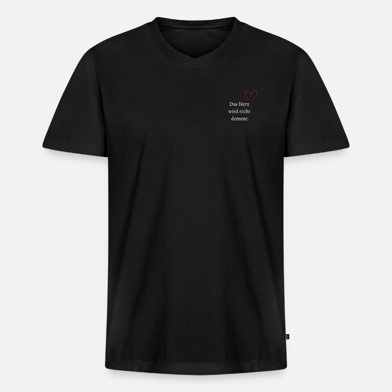Das Herz wird nicht dement. - Männer Premium Bio T-Shirt mit V-Ausschnitt - Schwarz