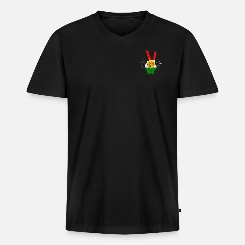 Biji Kurdistan Brust - Männer Premium Bio T-Shirt mit V-Ausschnitt - Schwarz