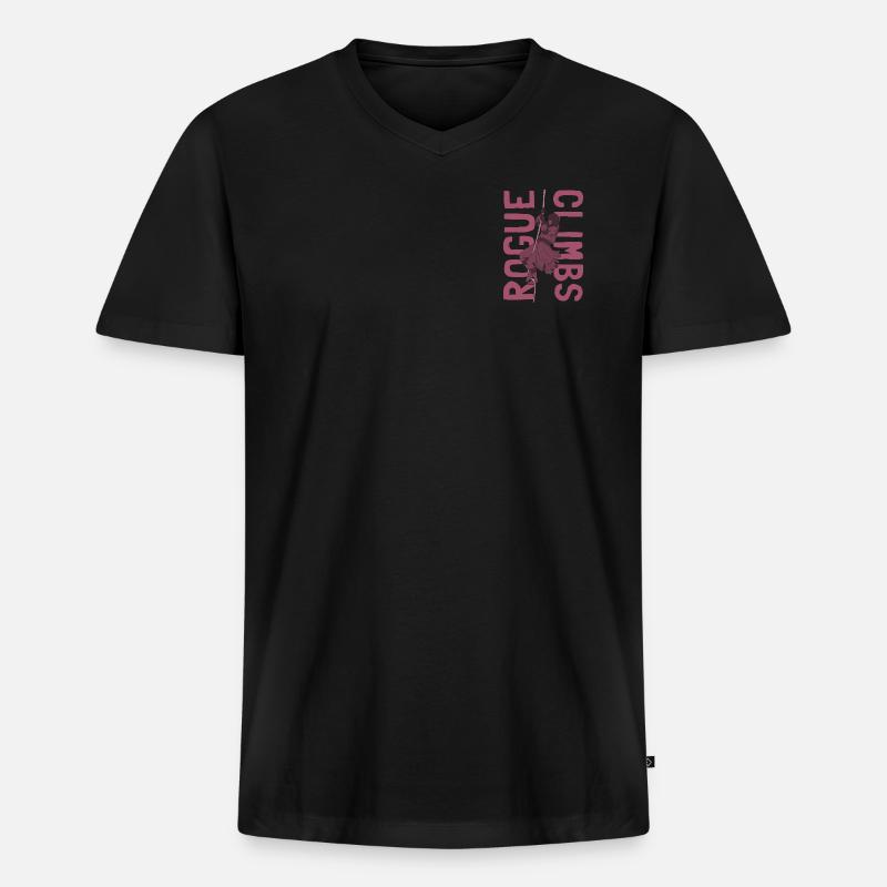 Rogue Climbs Rosa - Männer Premium Bio T-Shirt mit V-Ausschnitt - Schwarz