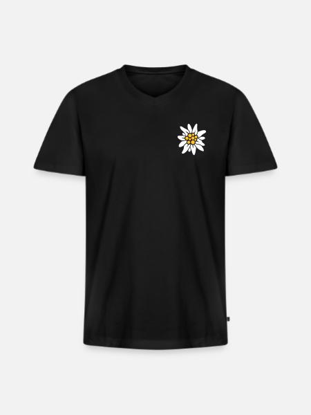 Edelweiss - T-shirt encolure en V Premium bio Homme - noir