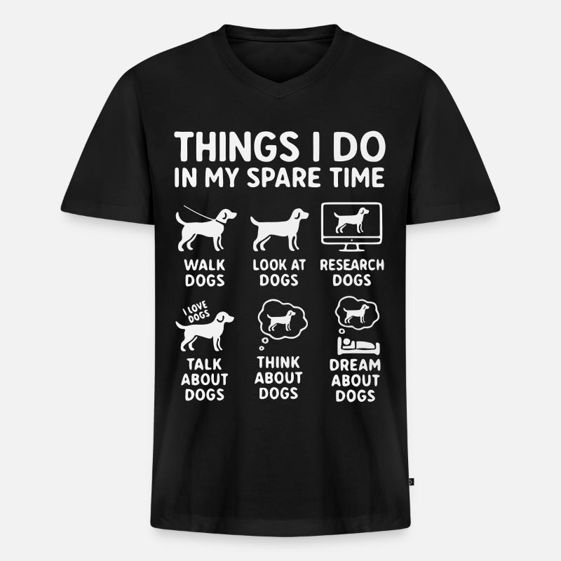 Lustiger Hunde Spruch Freizeit - Männer Premium Bio T-Shirt mit V-Ausschnitt - Schwarz