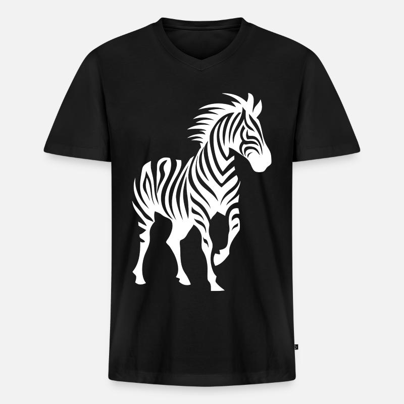 Zebra Silhouette Schwarzweiß - Männer Premium Bio T-Shirt mit V-Ausschnitt - Schwarz
