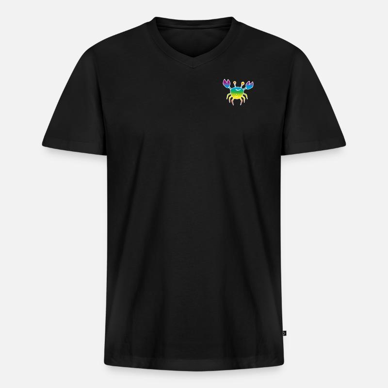 KREBS white rainbow 2 - Männer Premium Bio T-Shirt mit V-Ausschnitt - Schwarz