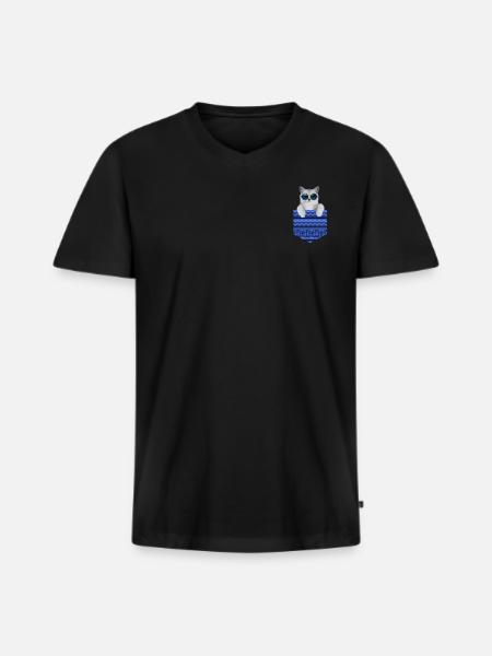 cat in a pocket - Men's Premium Organic T-shirt with V-neck - black