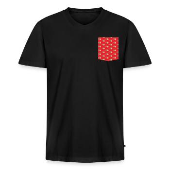 Imprimé coloré T-shirt de poche Beetle Pattern - T-shirt encolure en V Premium bio Homme - noir - Devant - Nico (187cm)