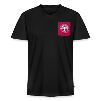 T-shirt printed Pocket Tree of Life - Men's Premium Organic T-shirt with V-neck - black - Front - Nico (187cm)